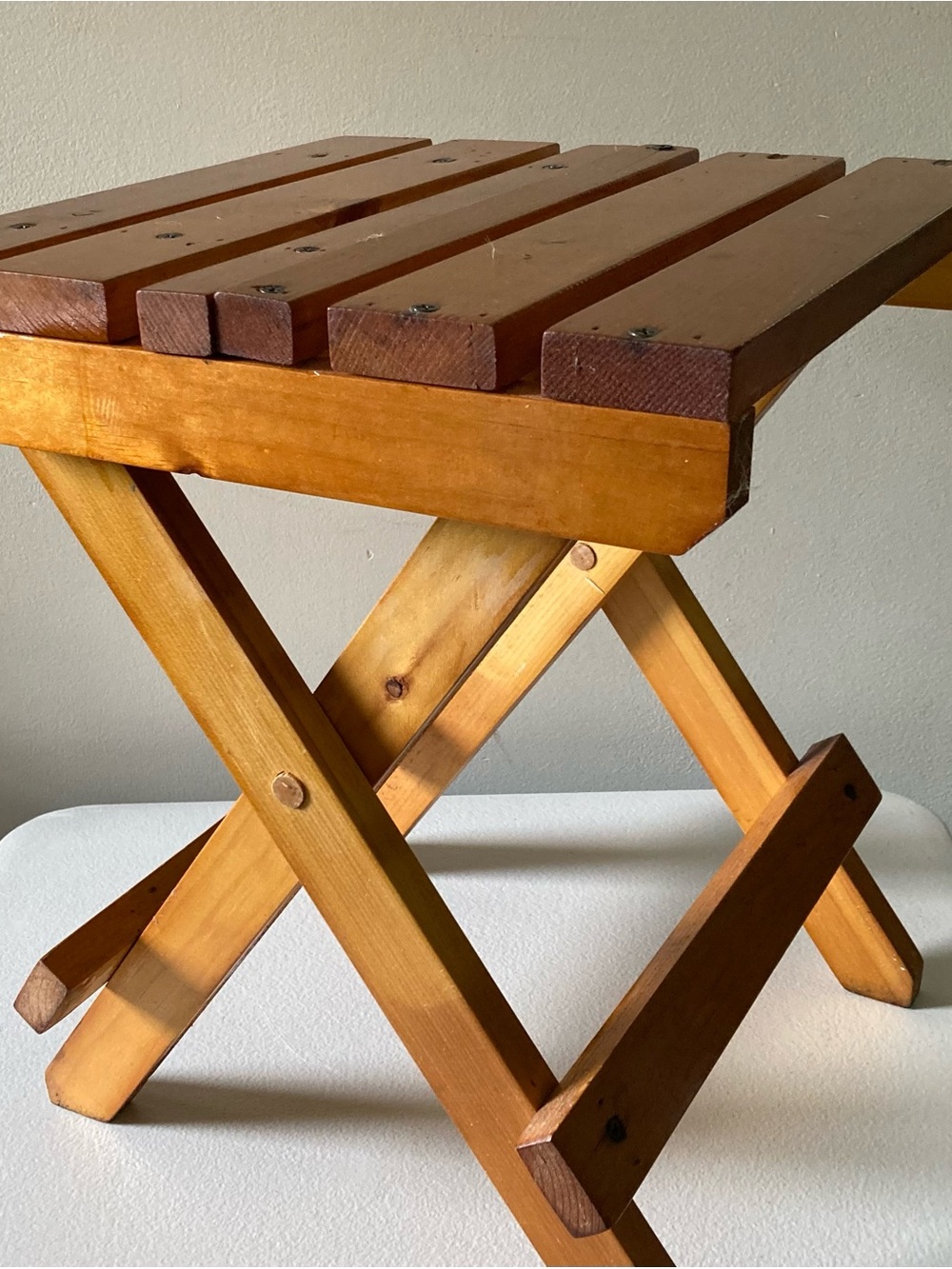 Wood Folding Table Rectangular Slatted Top Brown 13x13x15 Traditional